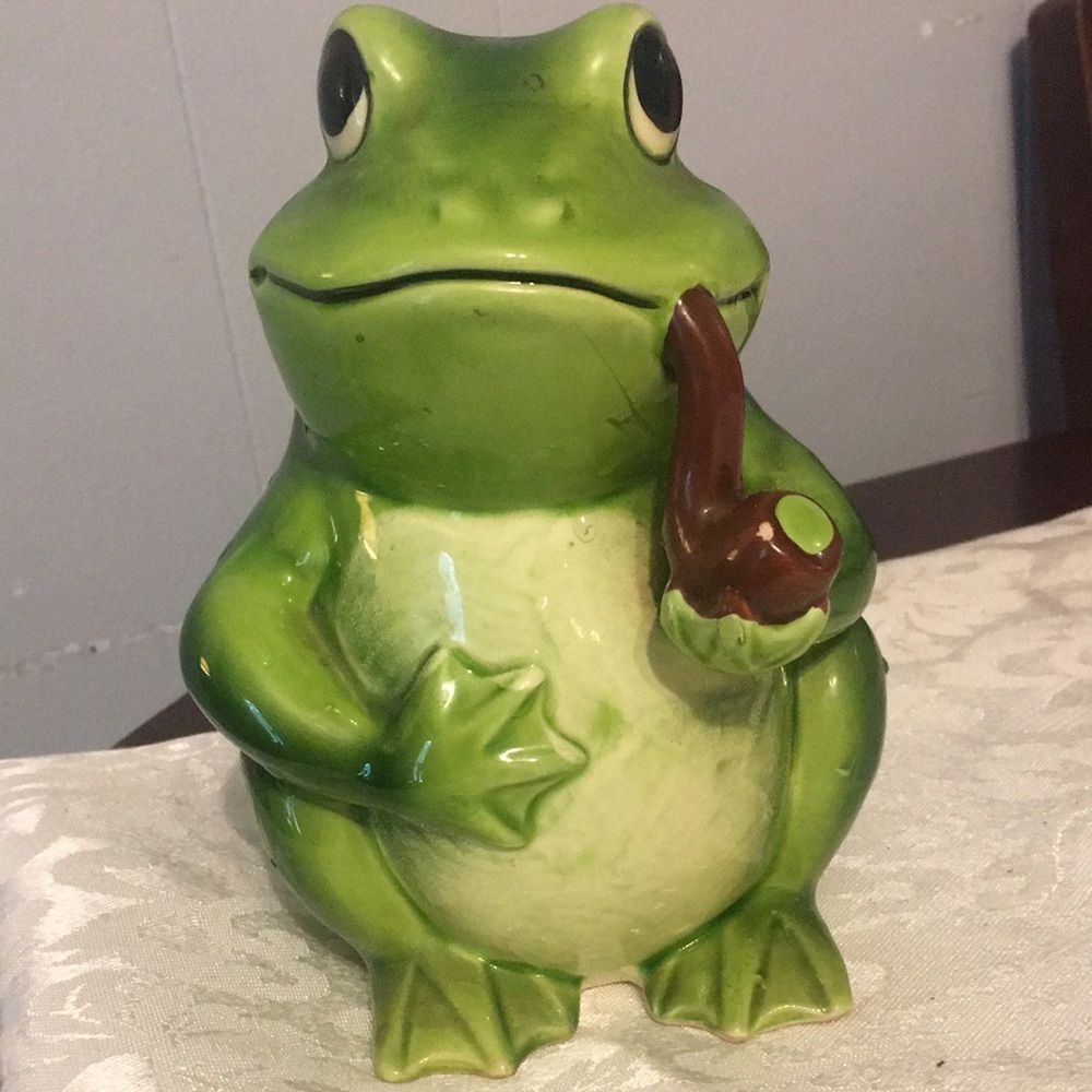 Vintage Ardco Frog with Pipe Ceramic Planter
